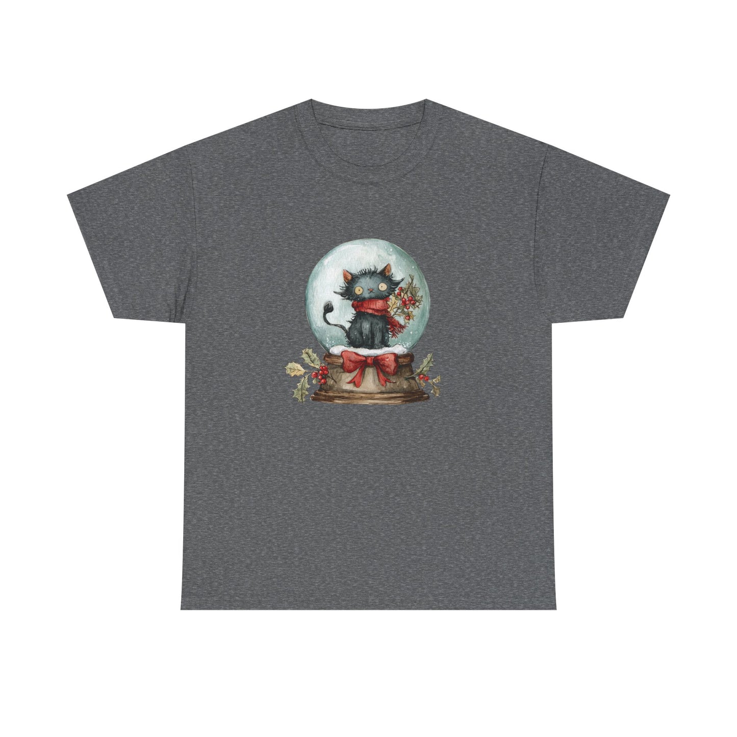 Snowglobe Cat Unisex Heavy Cotton Tee