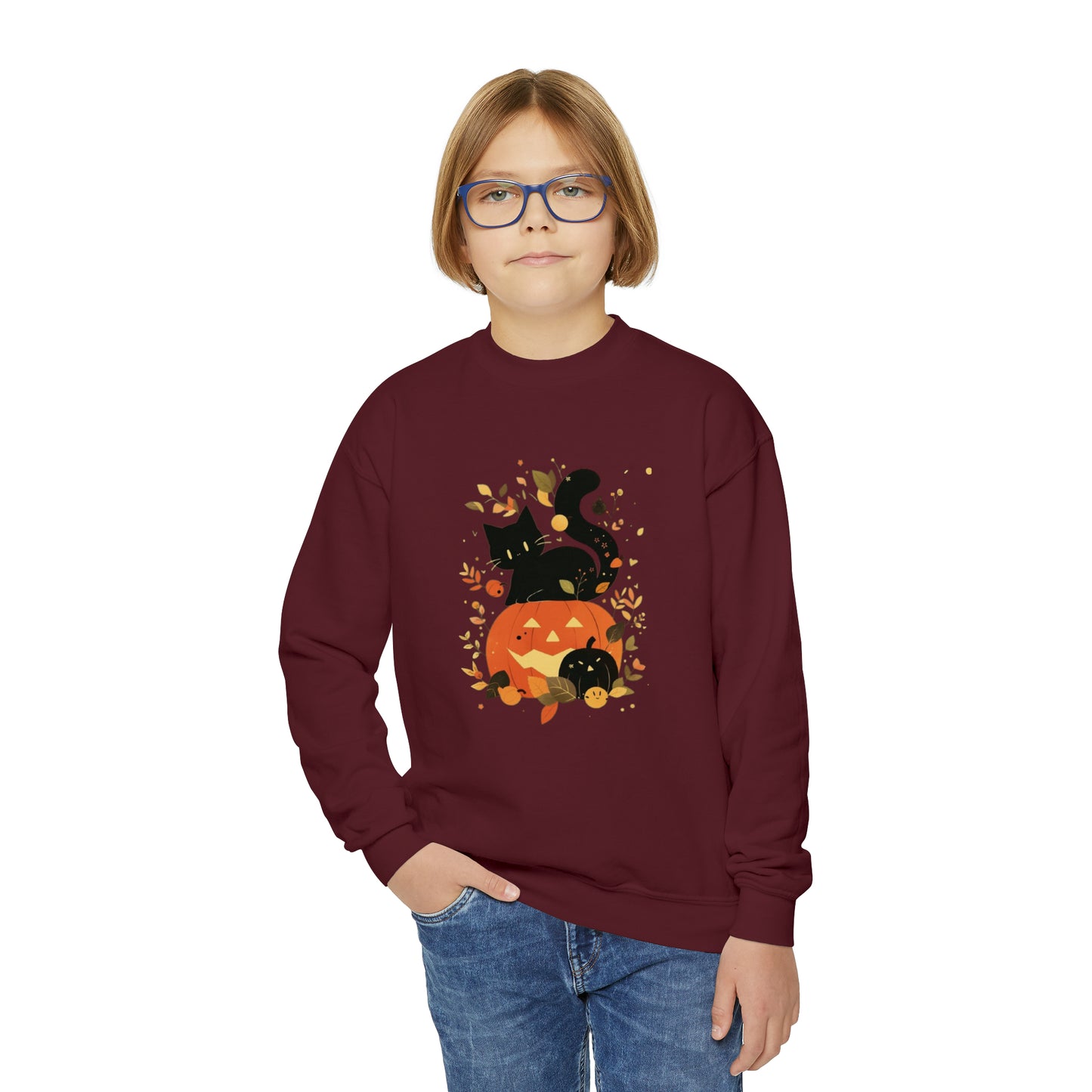 Spooky Kitty Youth Crewneck Sweatshirt