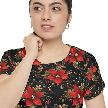 Pretty Poinsettias Women's Short Sleeve Shirt (AOP)