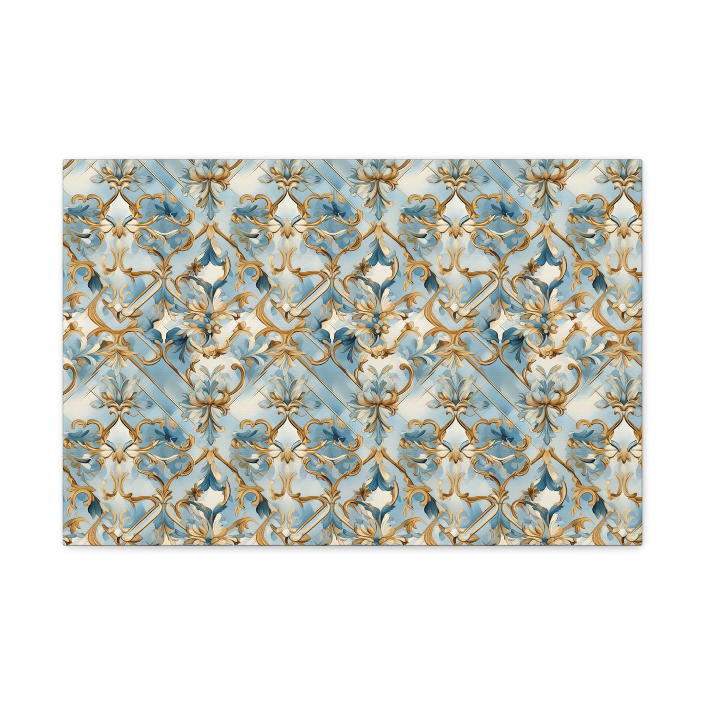 Blue and Gold Flourishes Canvas Gallery Wrap