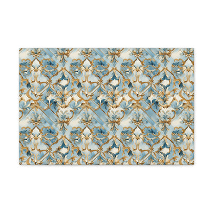 Blue and Gold Flourishes Canvas Gallery Wrap