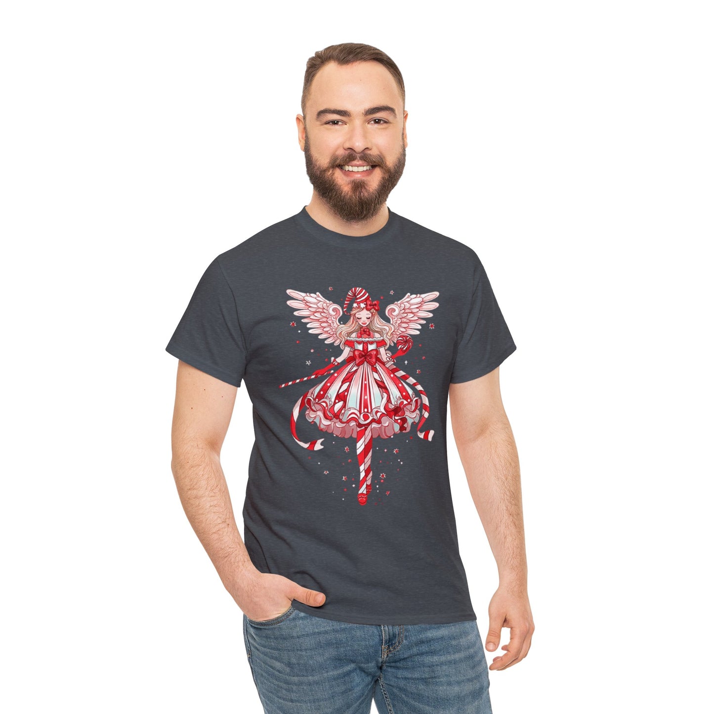 Candy Cane Angel Unisex Heavy Cotton Tee