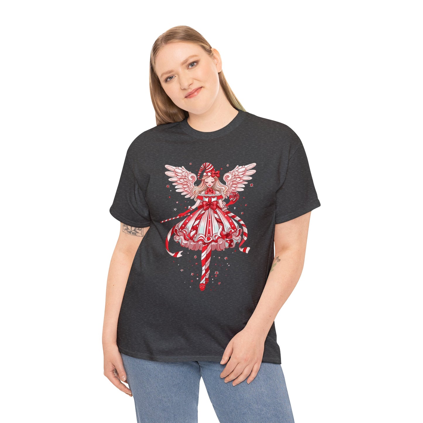 Candy Cane Angel Unisex Heavy Cotton Tee
