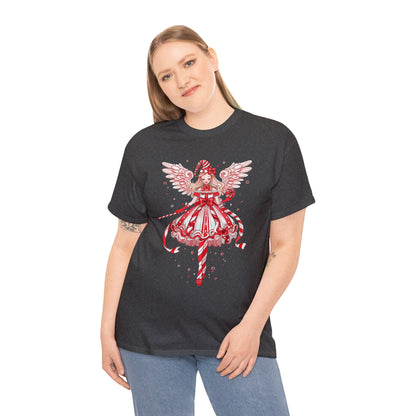 Candy Cane Angel Unisex Heavy Cotton Tee