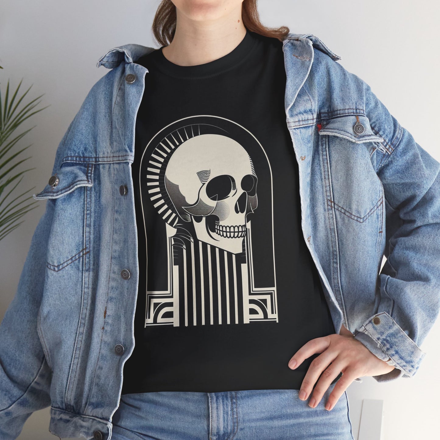Art Deco Skull Unisex Heavy Cotton Tee