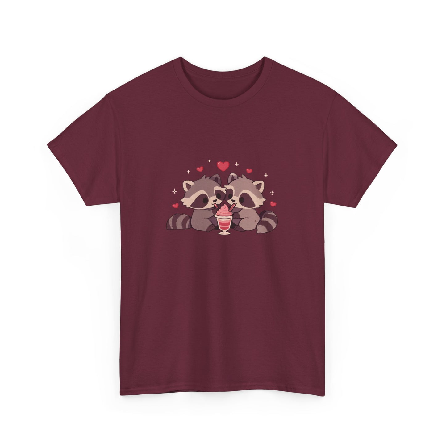 Raccoons Sharing Milkshake Unisex Heavy Cotton Tee