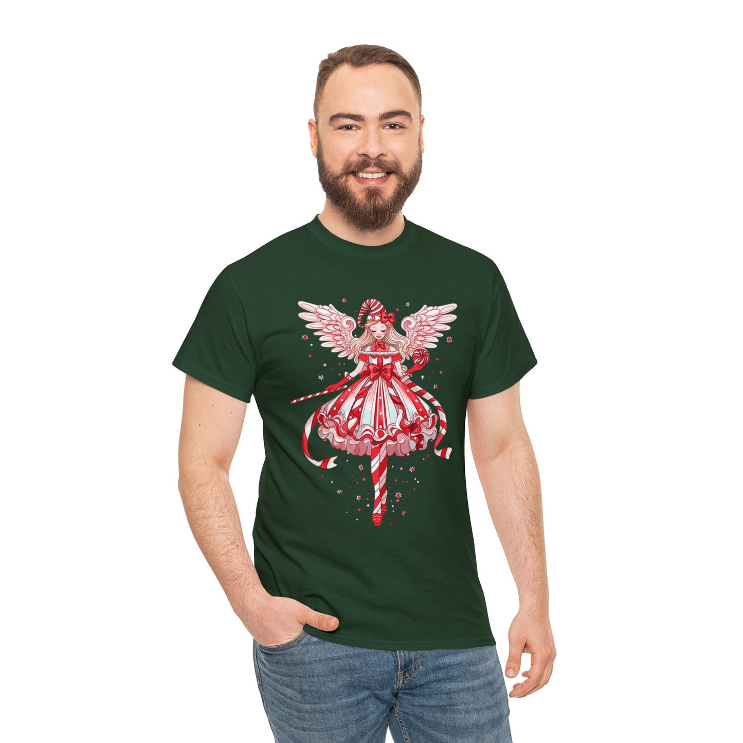Candy Cane Angel Unisex Heavy Cotton Tee