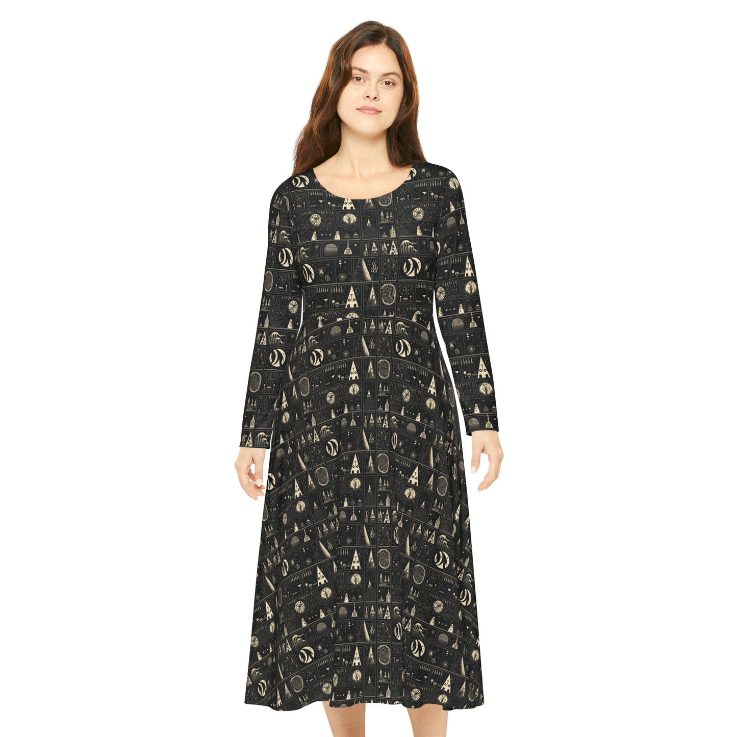 Cursed Sigils Women's Long Sleeve Dance Dress (AOP)