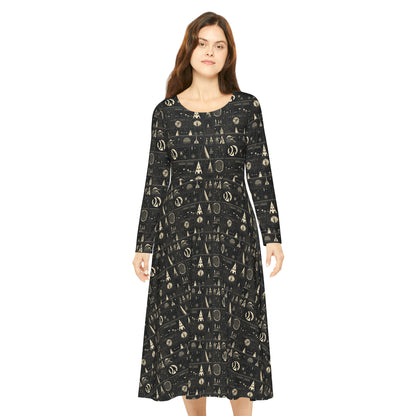 Cursed Sigils Women's Long Sleeve Dance Dress (AOP)