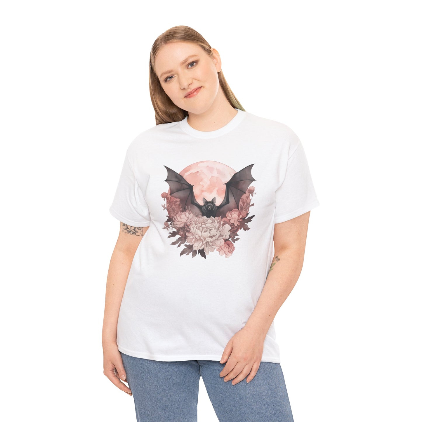 Strawberry Moon Bat Unisex Heavy Cotton Tee