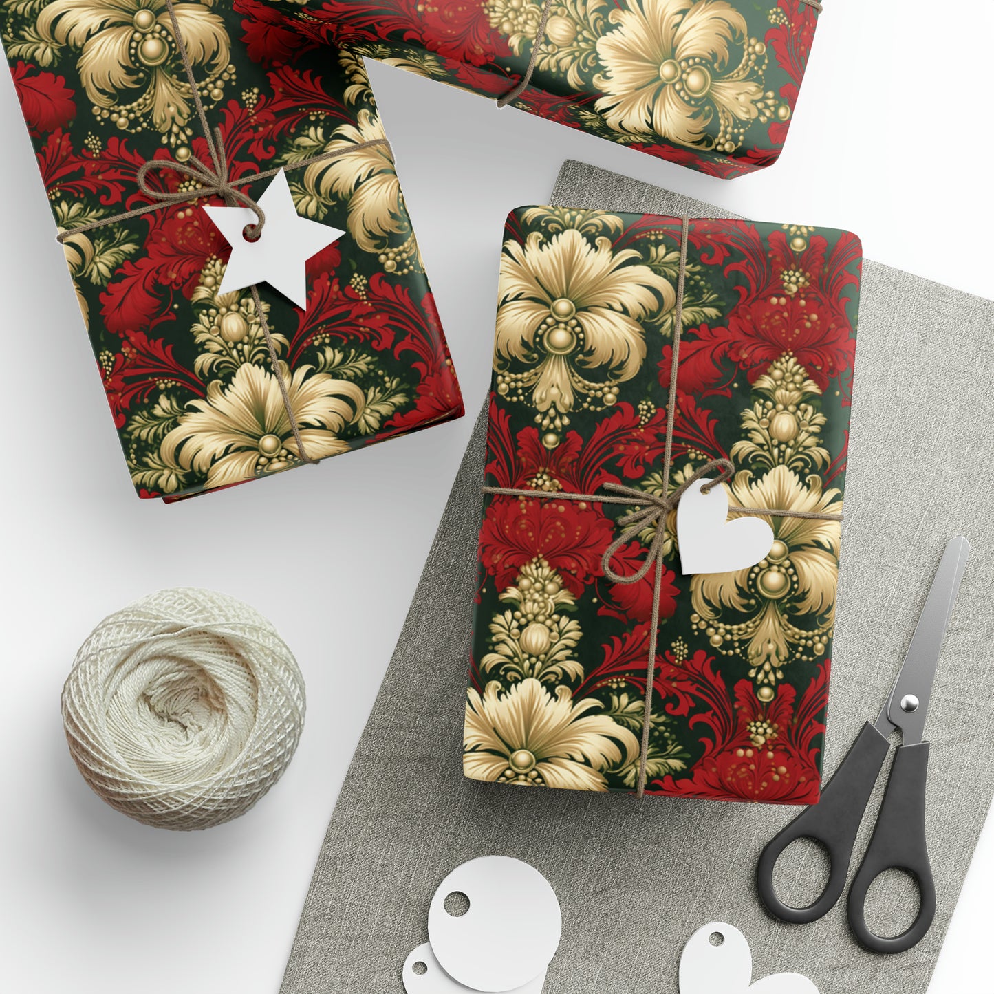 Christmas Damask Wrapping Papers