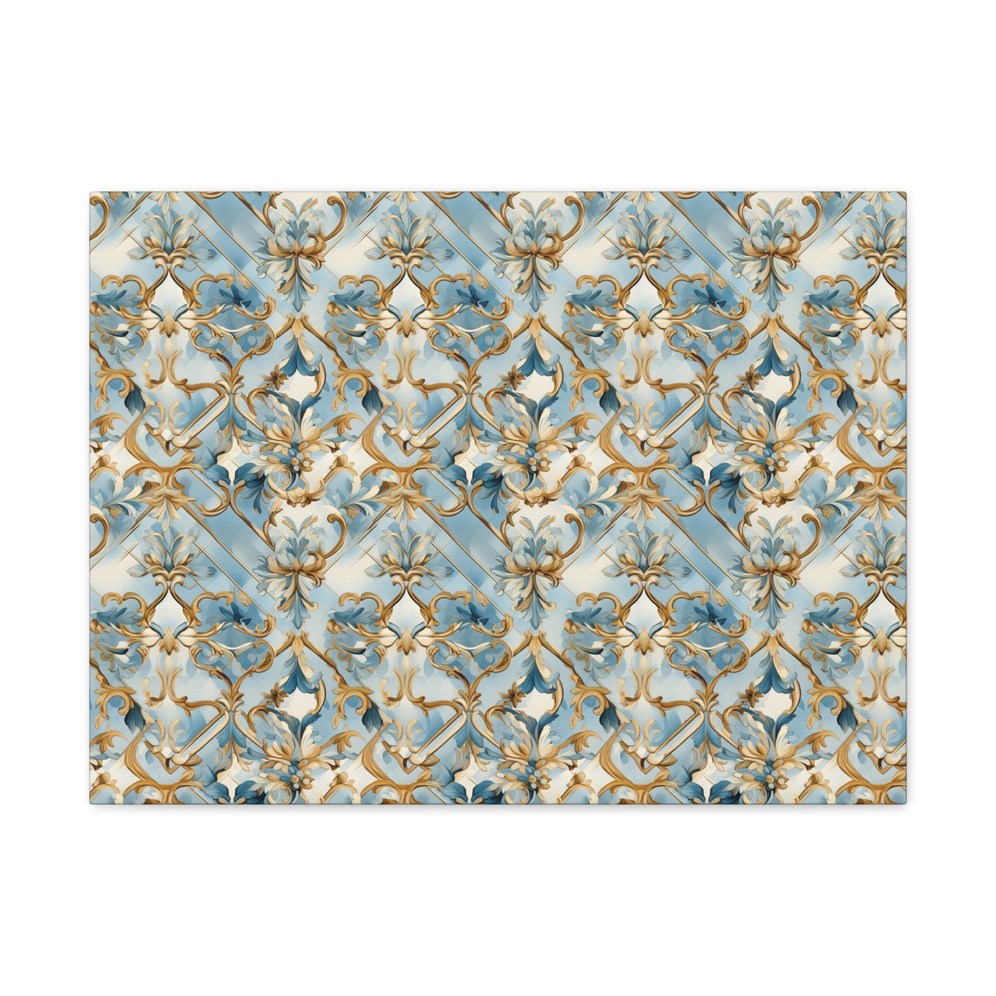 Blue and Gold Flourishes Canvas Gallery Wrap