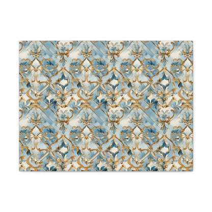 Blue and Gold Flourishes Canvas Gallery Wrap