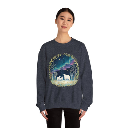 Aurora Polar Bears Unisex Heavy Blend™ Crewneck Sweatshirt