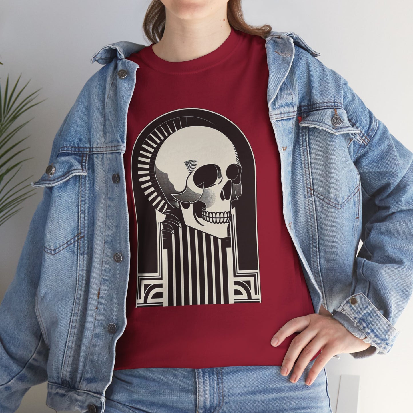 Art Deco Skull Unisex Heavy Cotton Tee