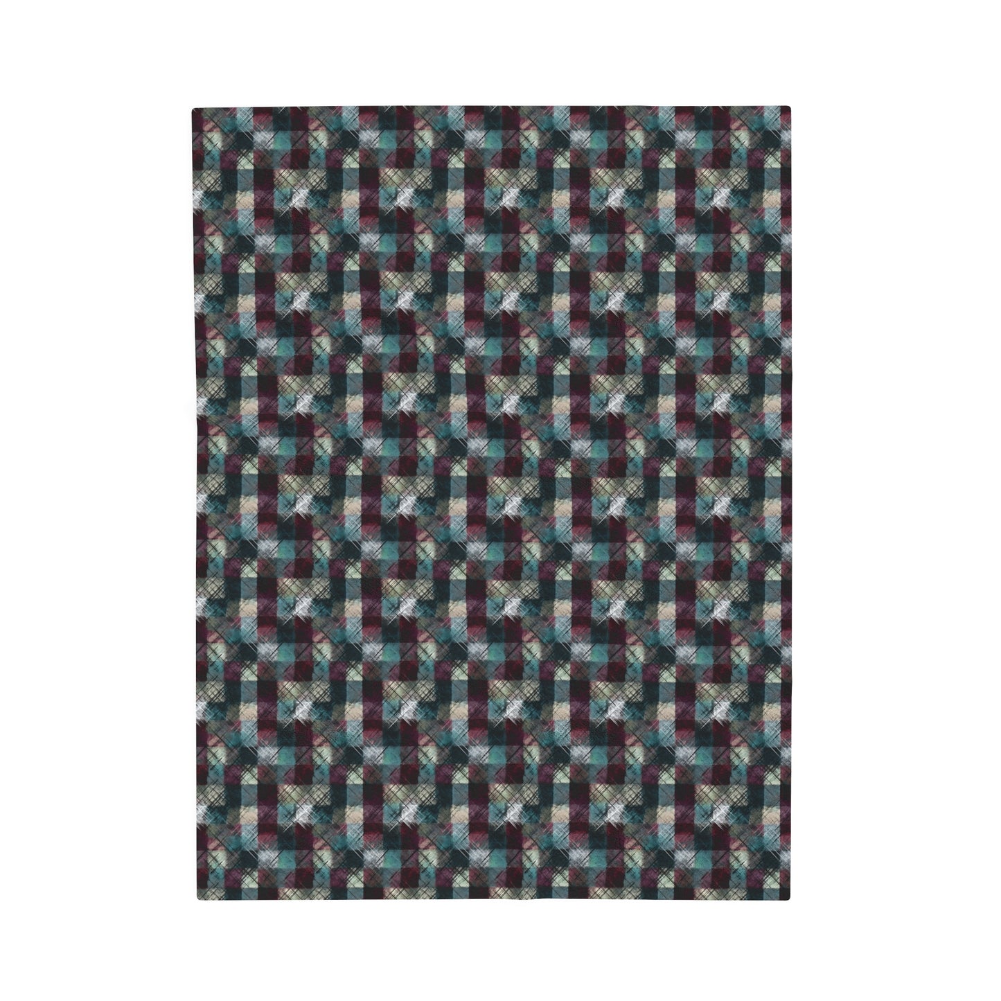Grunge Plaid Velveteen Plush Blanket