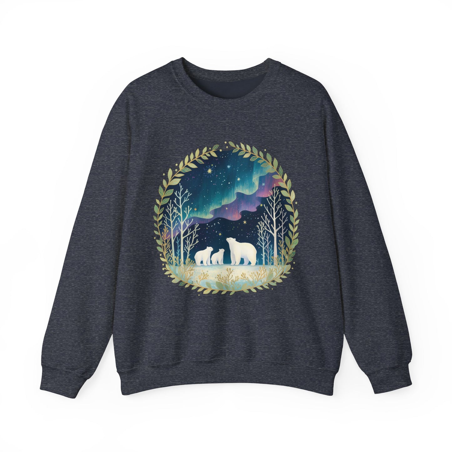 Aurora Polar Bears Unisex Heavy Blend™ Crewneck Sweatshirt