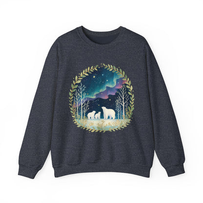 Aurora Polar Bears Unisex Heavy Blend™ Crewneck Sweatshirt
