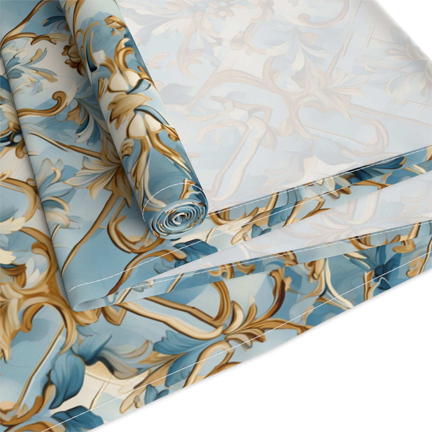 Blue and Gold Flourishes Table Runner (Cotton, Poly)