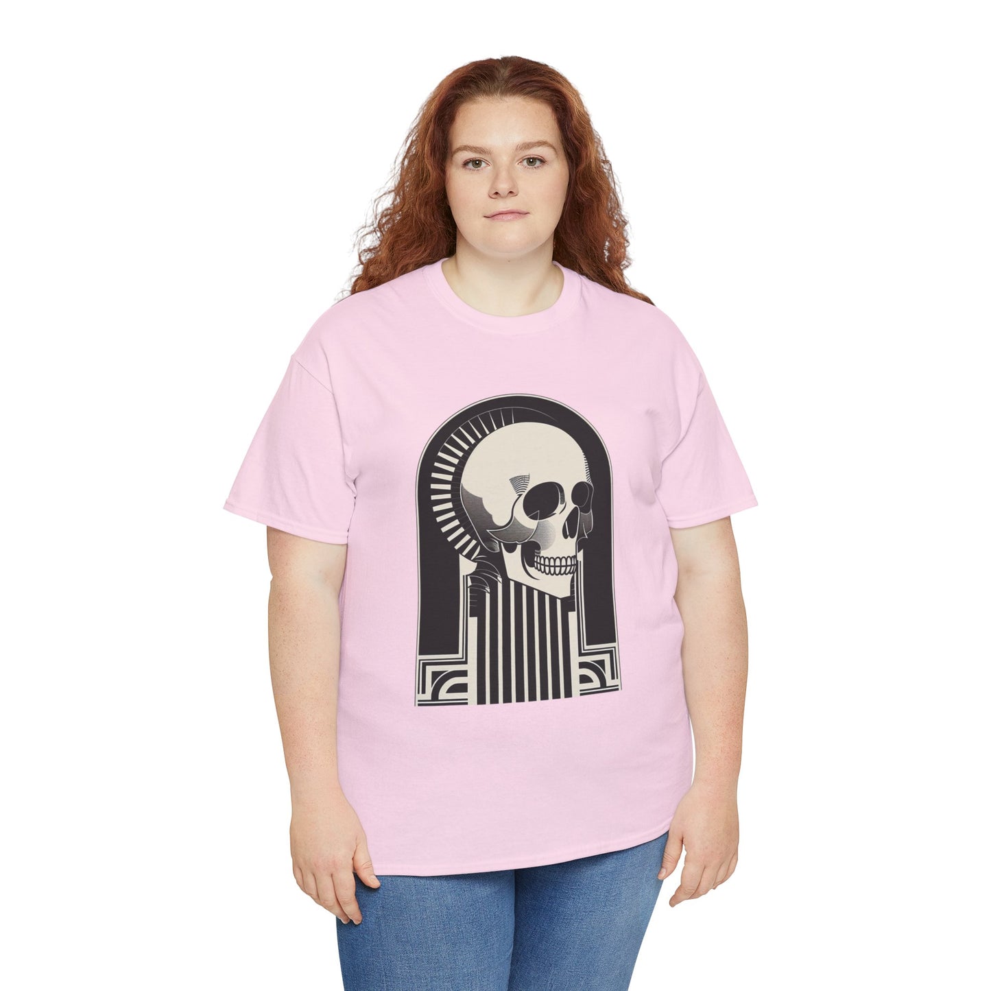 Art Deco Skull Unisex Heavy Cotton Tee