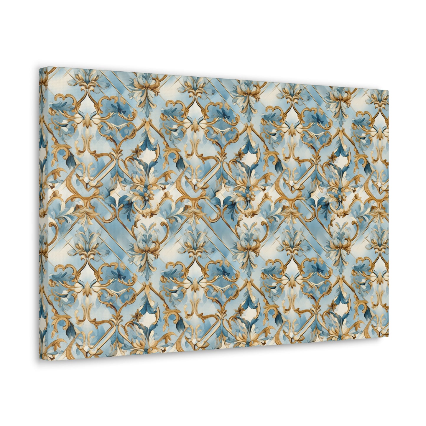 Blue and Gold Flourishes Canvas Gallery Wrap