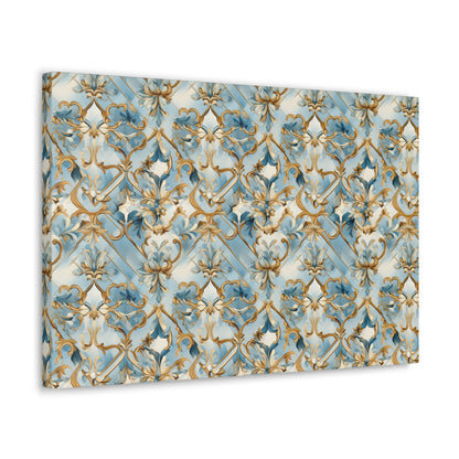 Blue and Gold Flourishes Canvas Gallery Wrap
