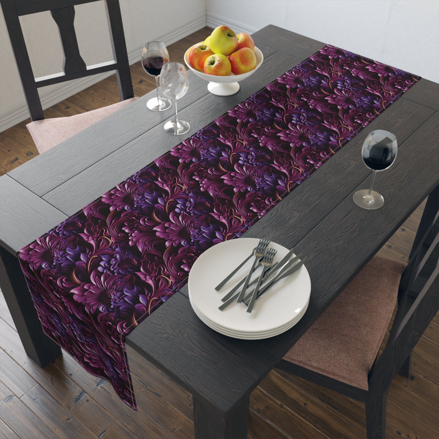 Purple Florals Table Runner (Cotton, Poly)