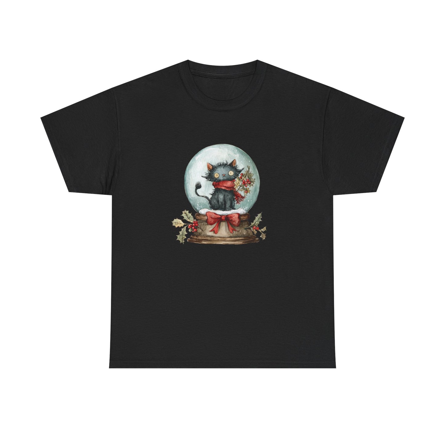 Snowglobe Cat Unisex Heavy Cotton Tee