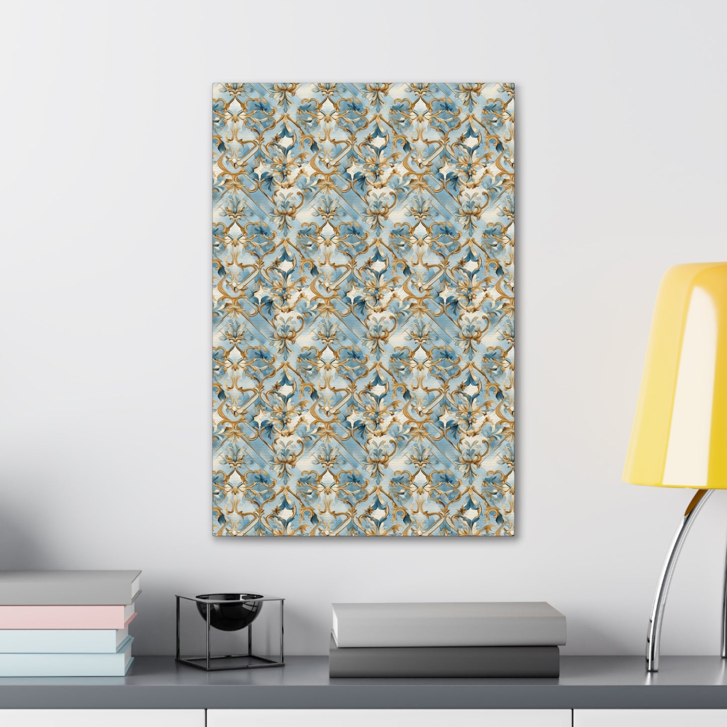 Blue and Gold Flourishes Canvas Gallery Wrap