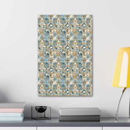 Blue and Gold Flourishes Canvas Gallery Wrap