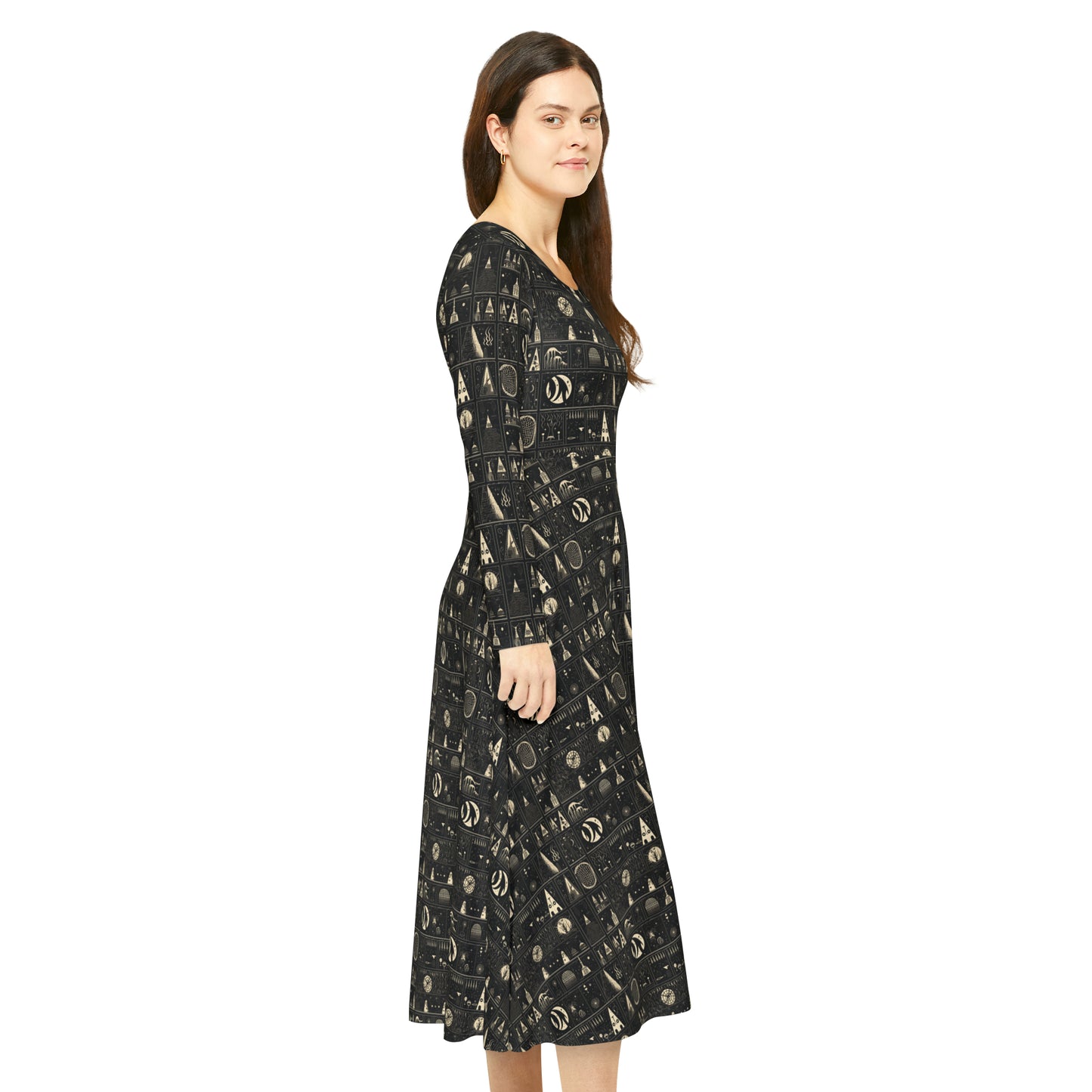 Cursed Sigils Women's Long Sleeve Dance Dress (AOP)