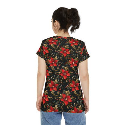 Pretty Poinsettias Women's Short Sleeve Shirt (AOP)