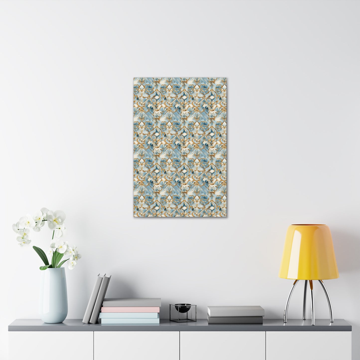 Blue and Gold Flourishes Canvas Gallery Wrap