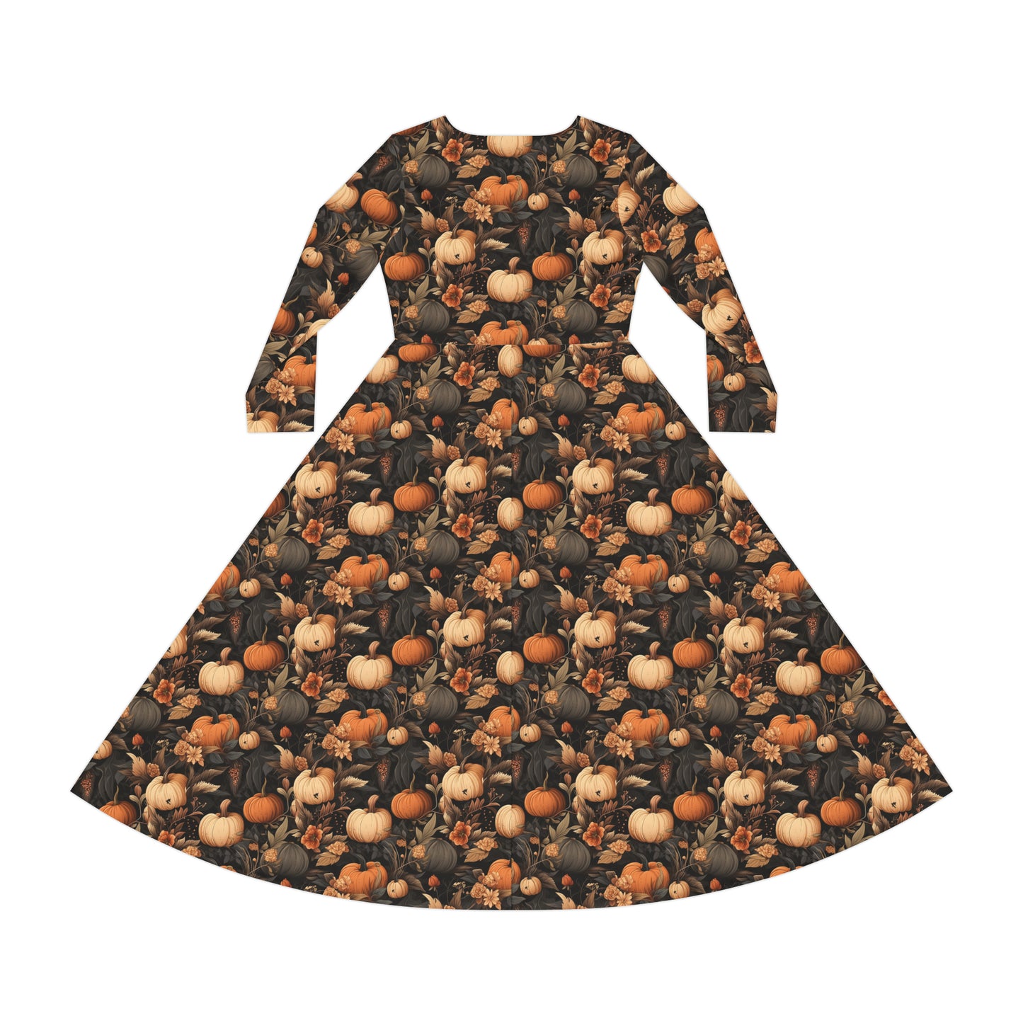 Pumpkin Harvest Women's Long Sleeve Dance Dress (AOP)