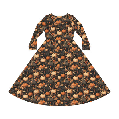 Pumpkin Harvest Women's Long Sleeve Dance Dress (AOP)