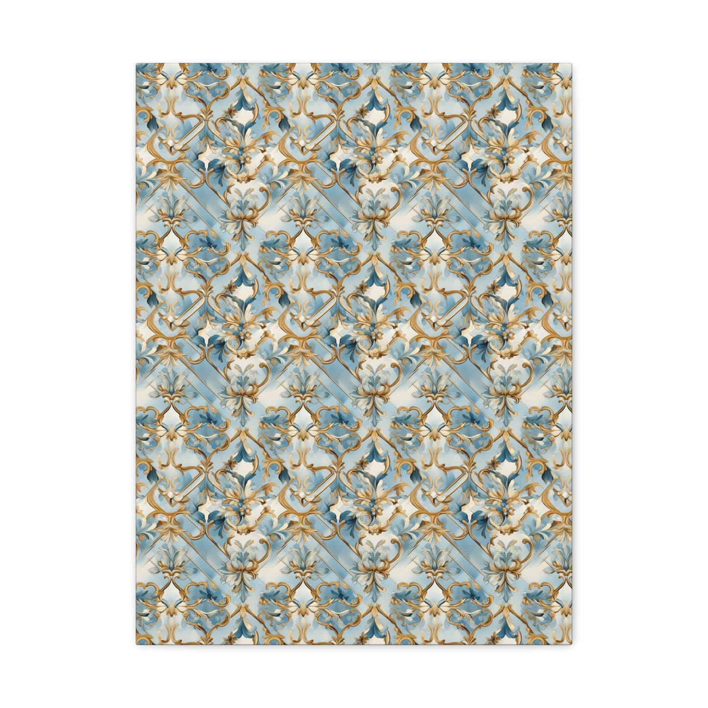 Blue and Gold Flourishes Canvas Gallery Wrap