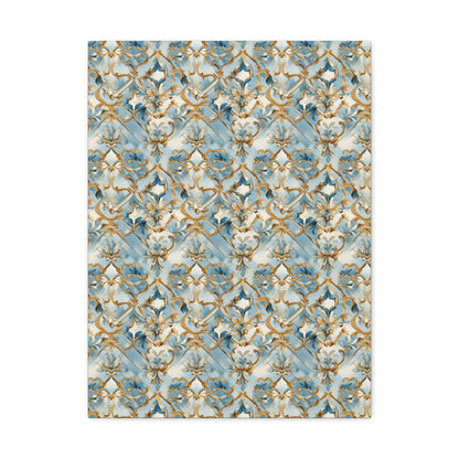 Blue and Gold Flourishes Canvas Gallery Wrap
