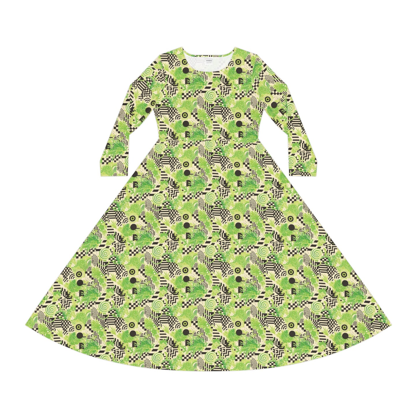 Hedge Maze Women's Long Sleeve Dance Dress (AOP)