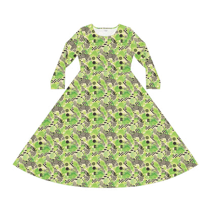 Hedge Maze Women's Long Sleeve Dance Dress (AOP)