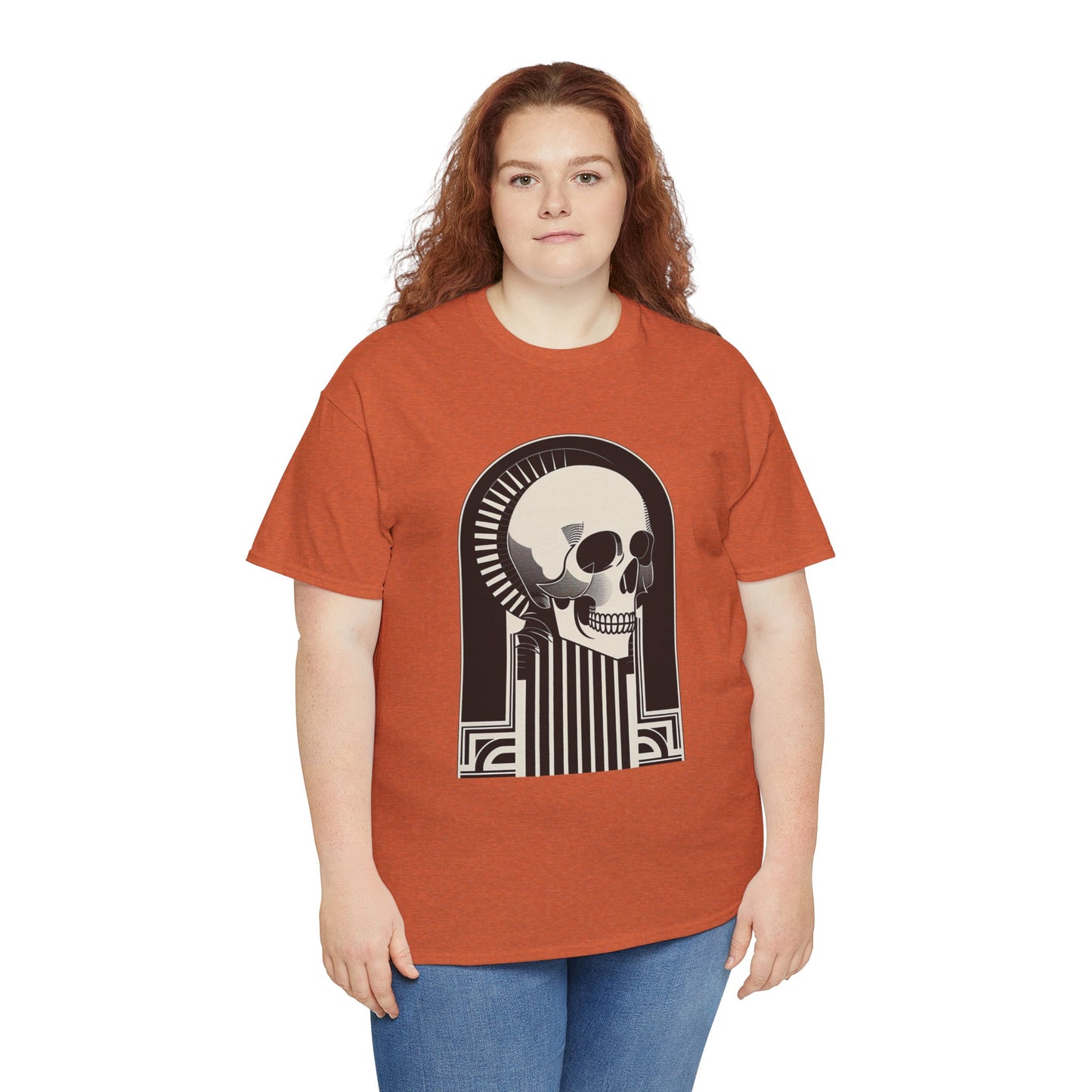 Art Deco Skull Unisex Heavy Cotton Tee