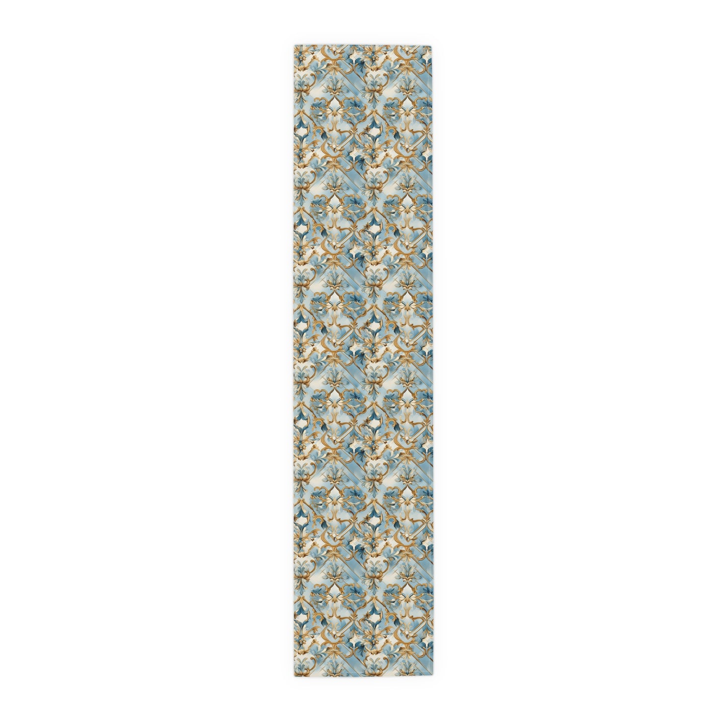 Blue and Gold Flourishes Table Runner (Cotton, Poly)