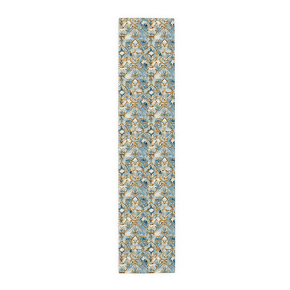 Blue and Gold Flourishes Table Runner (Cotton, Poly)