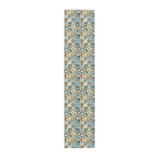 Blue and Gold Flourishes Table Runner (Cotton, Poly)