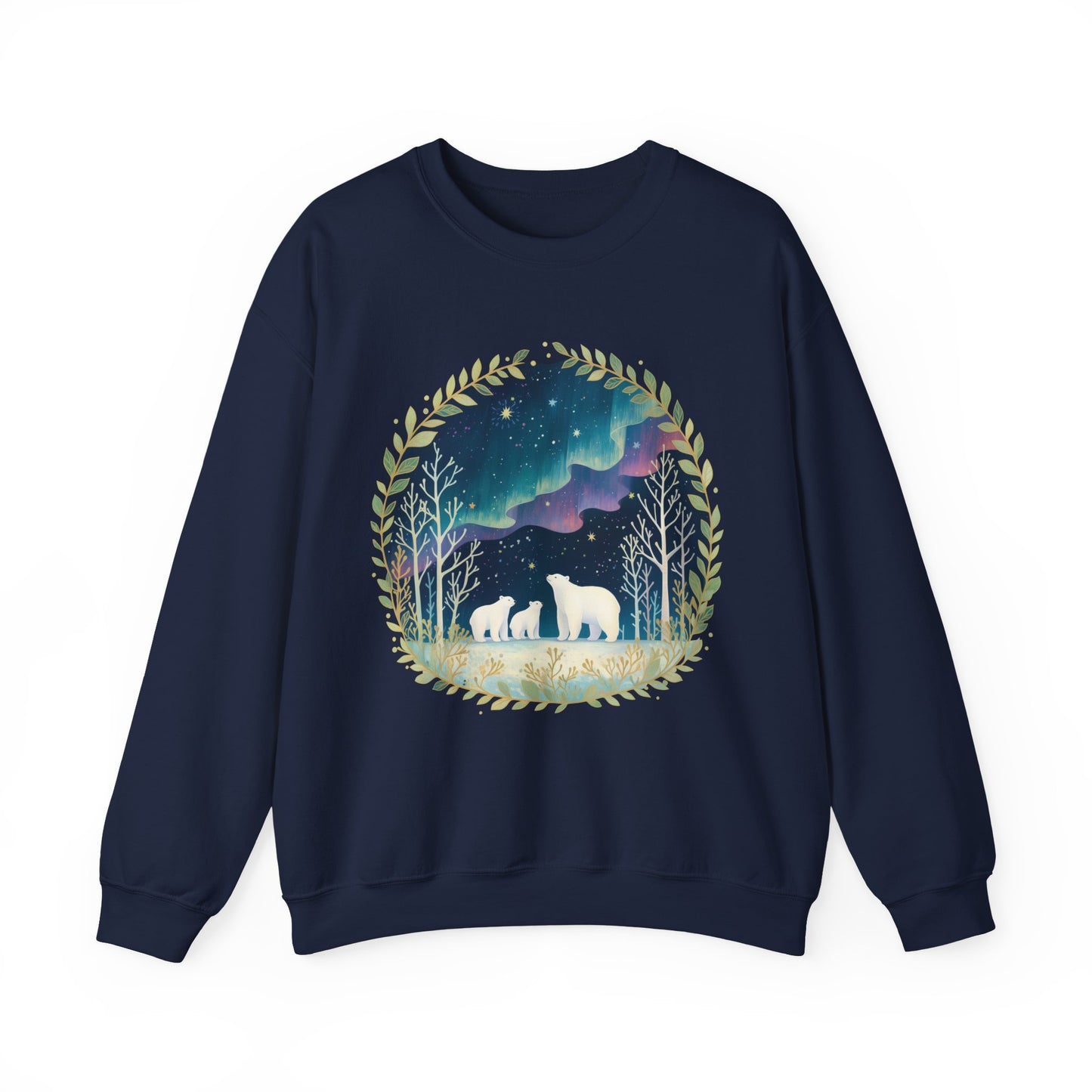 Aurora Polar Bears Unisex Heavy Blend™ Crewneck Sweatshirt