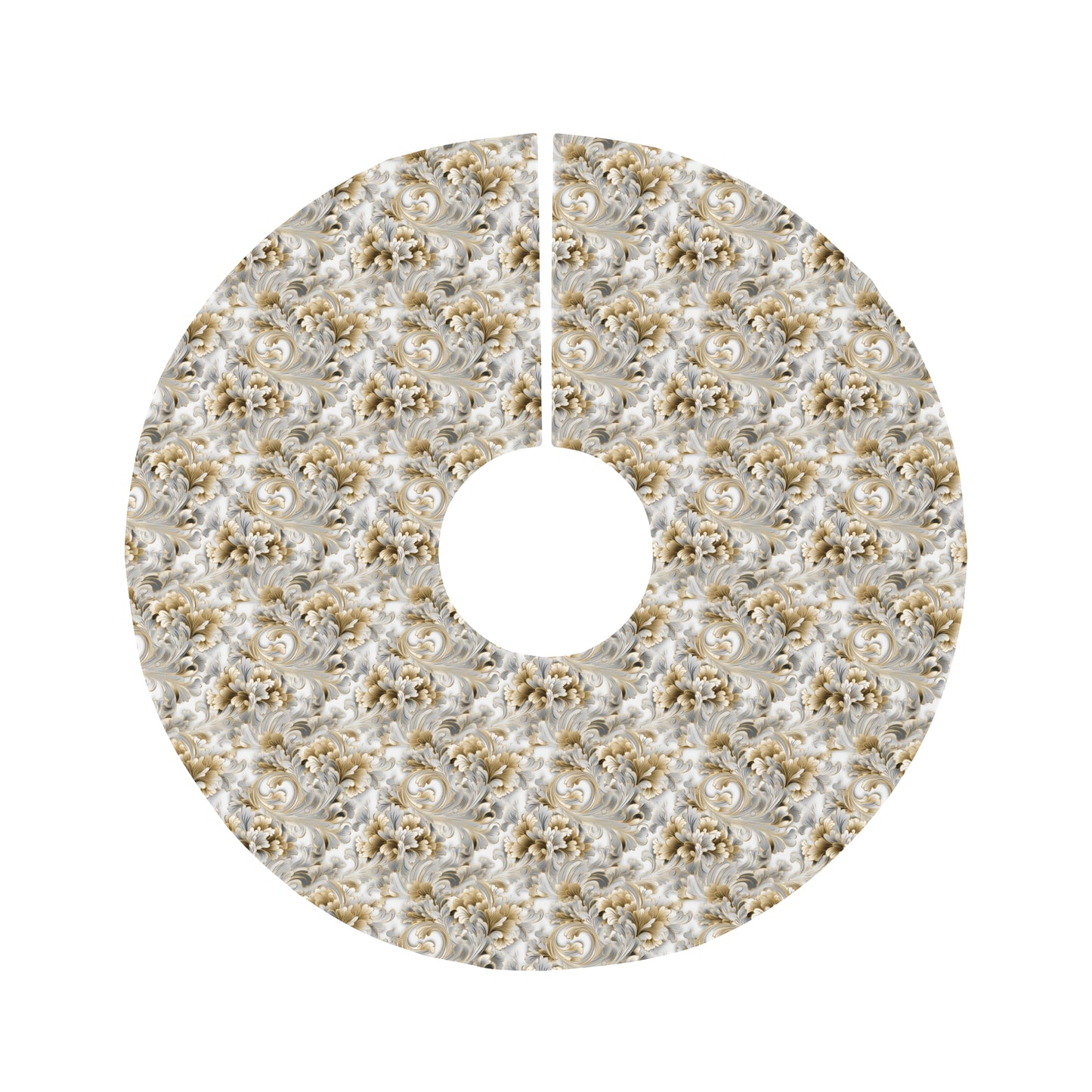 Silver & Gold Filigree Round Tree Skirt