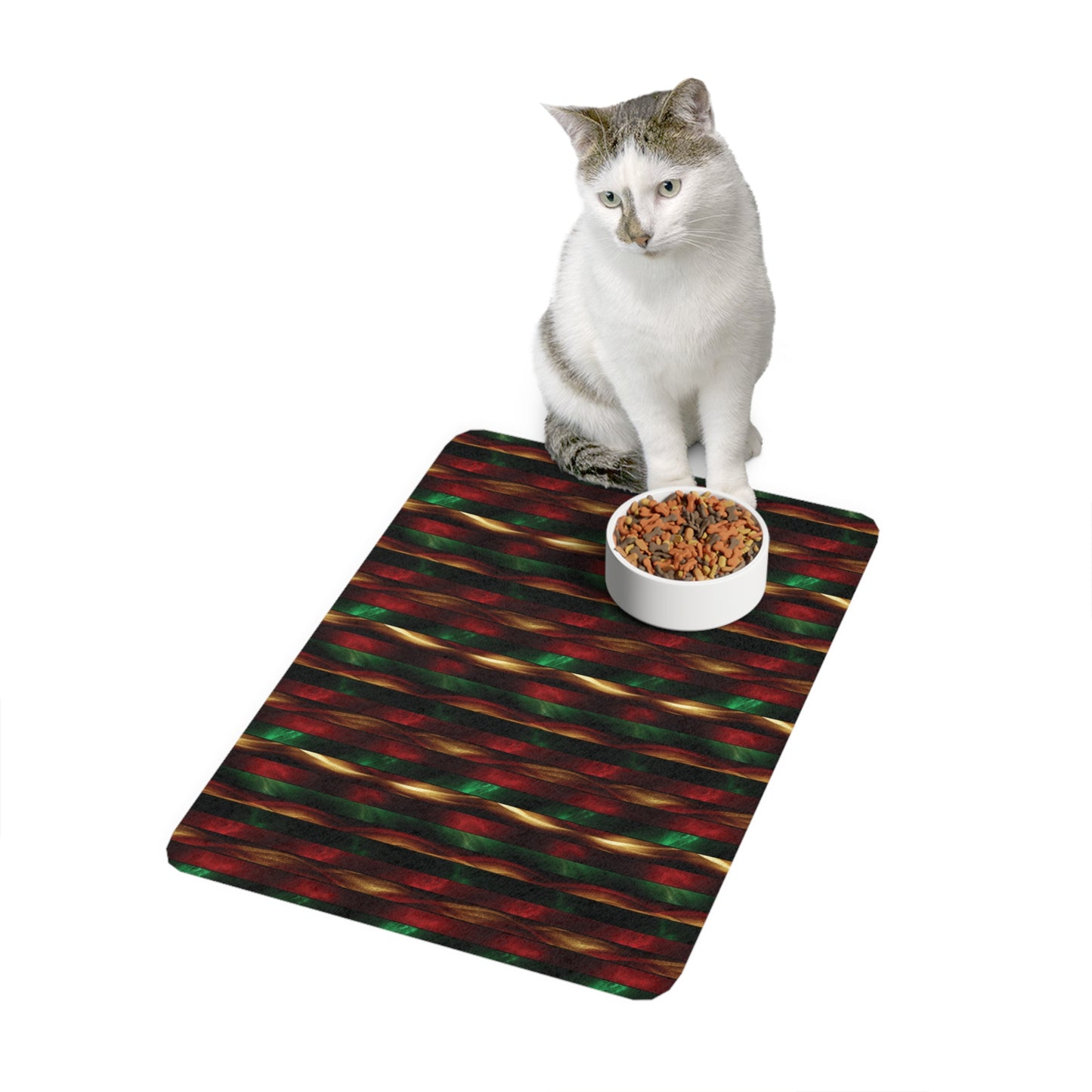 Festive Stripes Pet Food Mat (12x18)