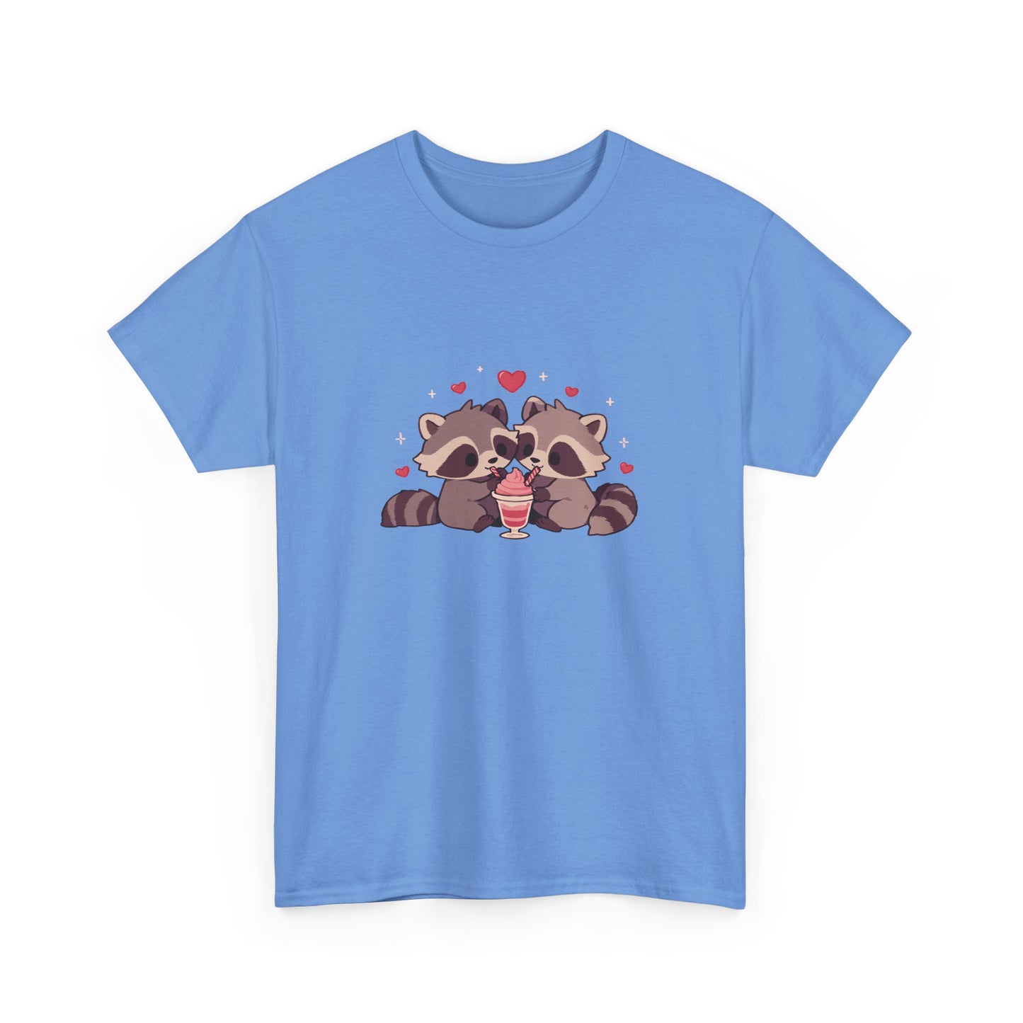 Raccoons Sharing Milkshake Unisex Heavy Cotton Tee