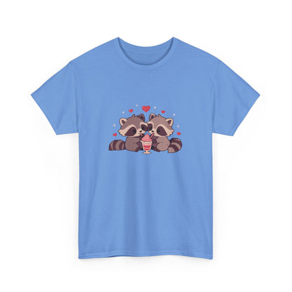 Raccoons Sharing Milkshake Unisex Heavy Cotton Tee