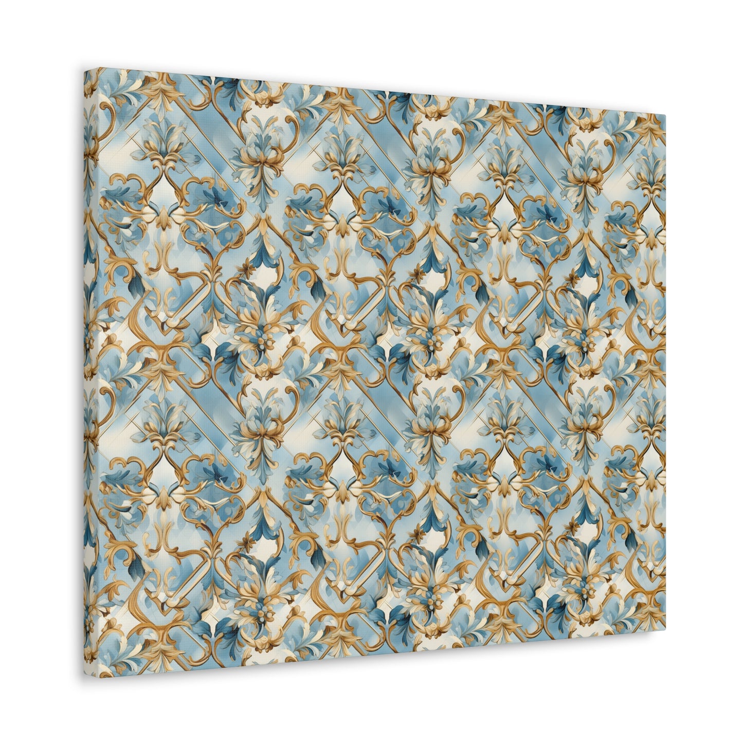 Blue and Gold Flourishes Canvas Gallery Wrap