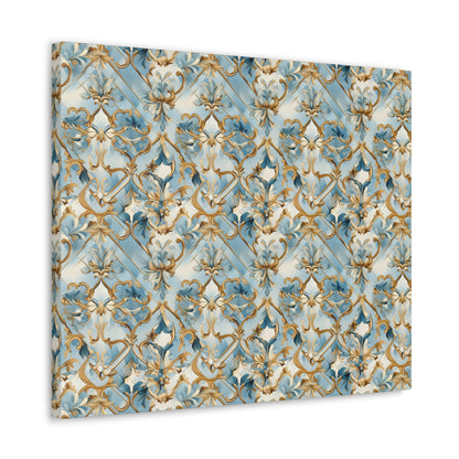 Blue and Gold Flourishes Canvas Gallery Wrap